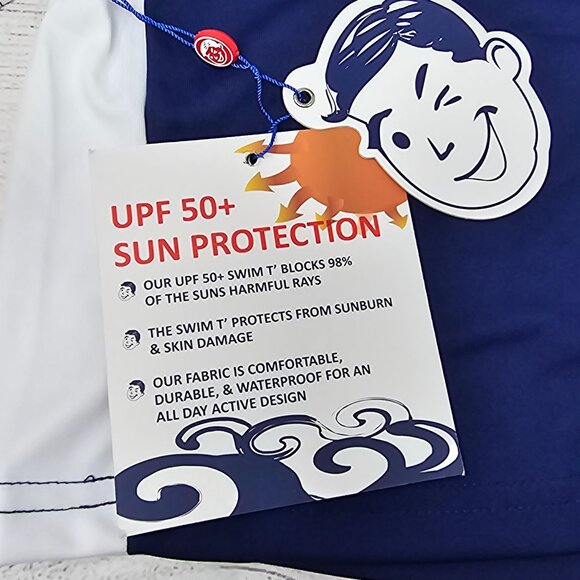 NWT Jr. Swim Color Block Swim Tee Navy/White UPF‎ 50+ Quick Dry 3T - Picture 7 of 8